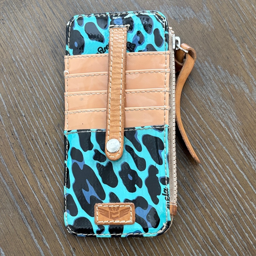 Consuela Stylish Blue and Tan Slim Wallet